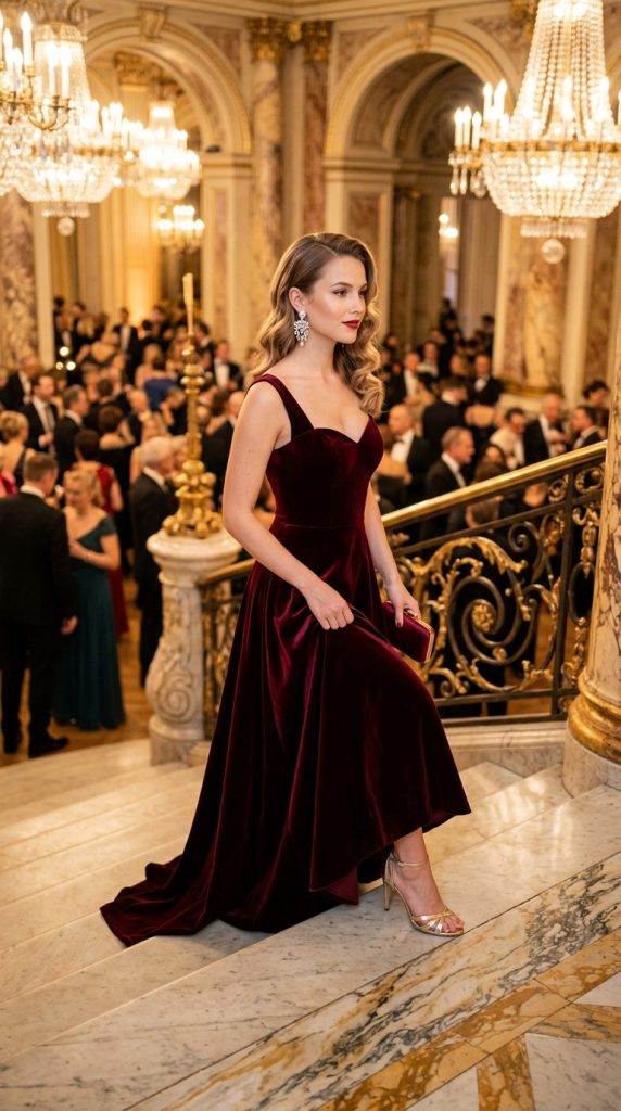 burgundy formal dress