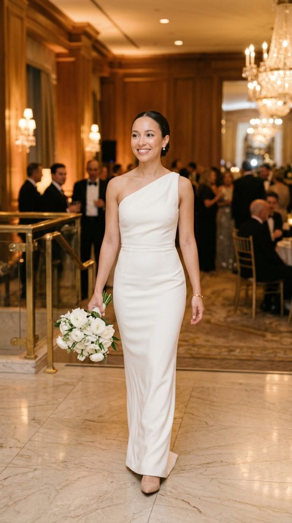 one shoulder wedding dress