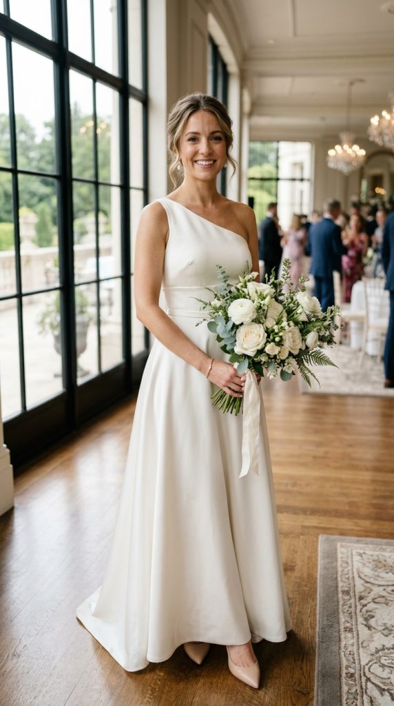 one shoulder wedding dress