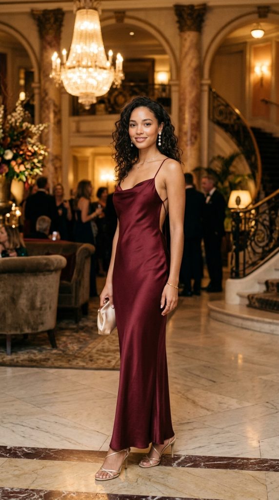 burgundy formal dress