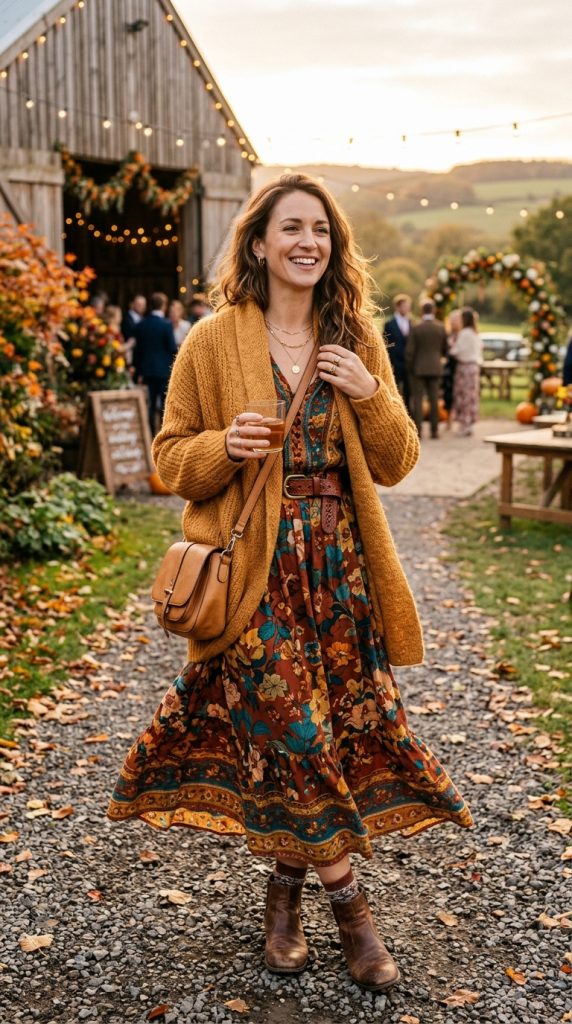 fall wedding guest outfit