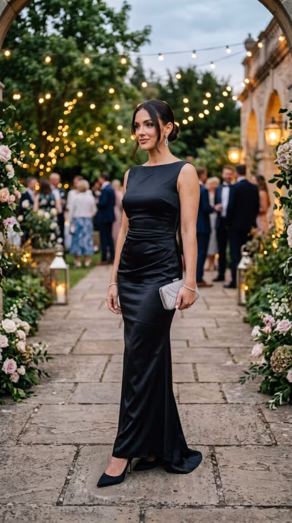 black wedding guest dress