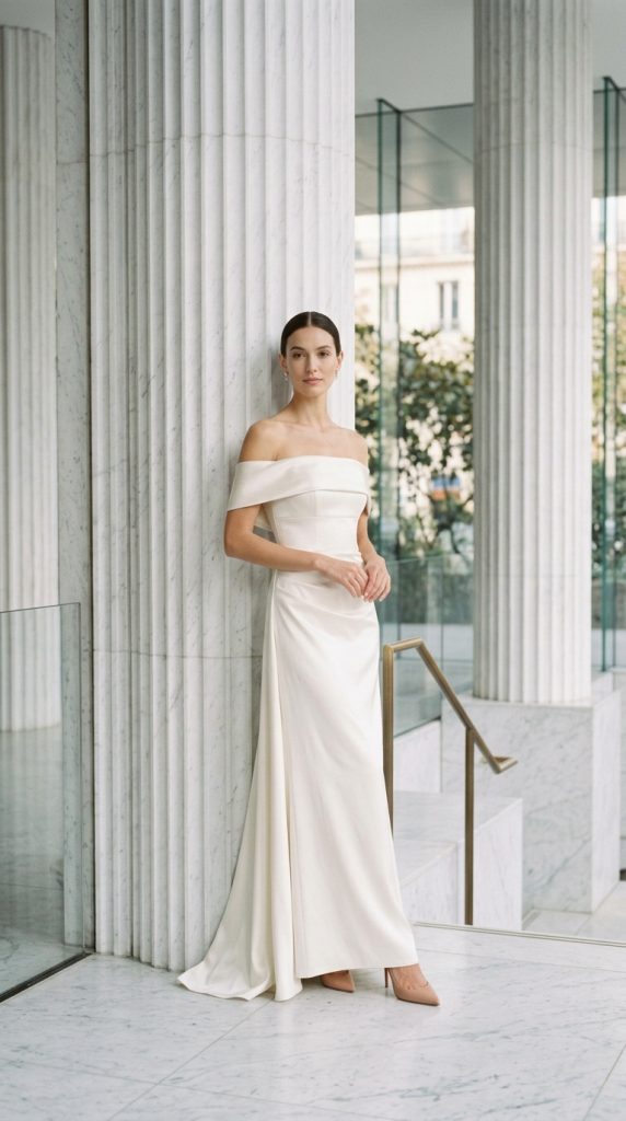 off shoulder wedding dress