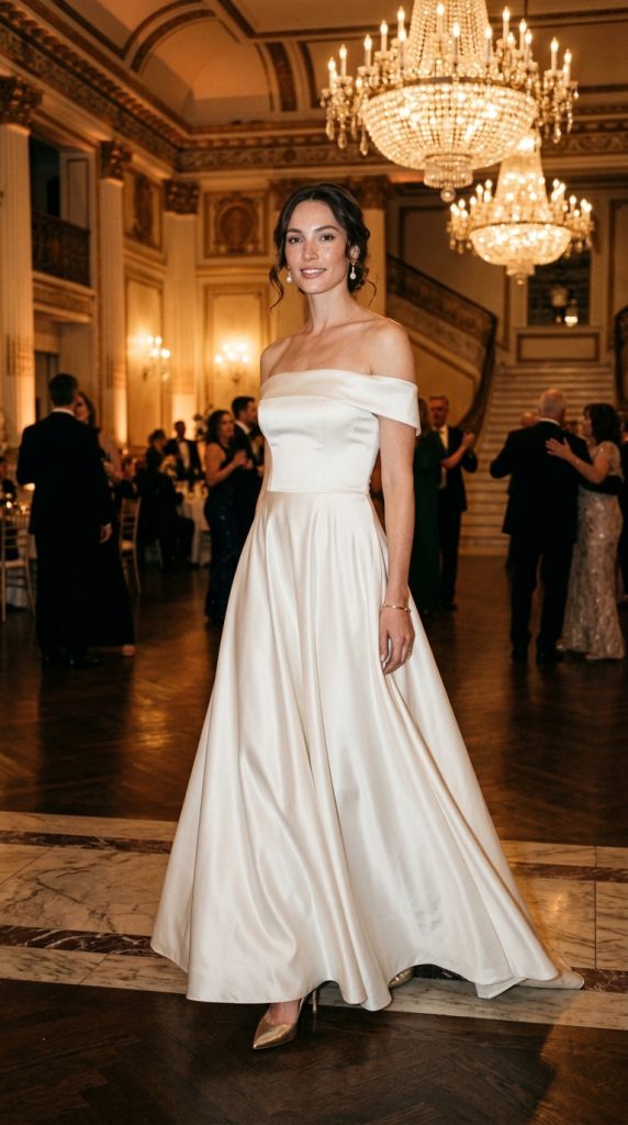 off shoulder wedding dress